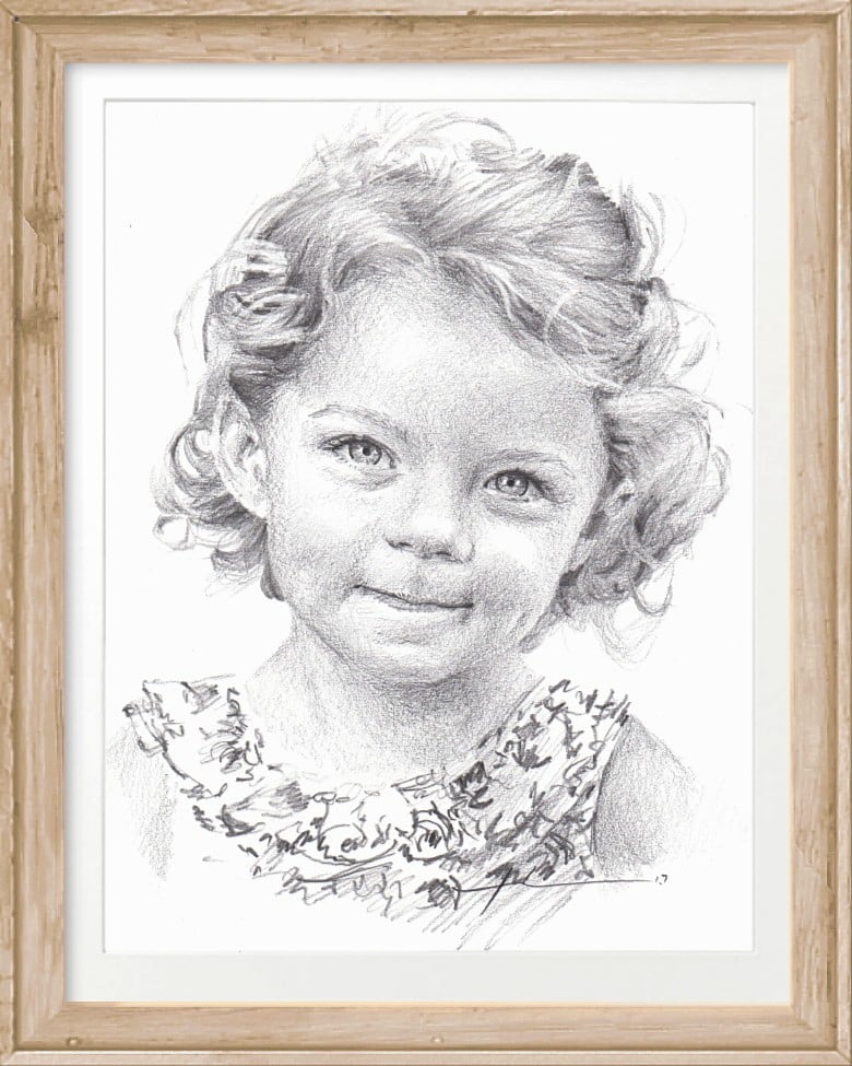 granddaughter pencil  portrait by portrait artist Mike Theuer