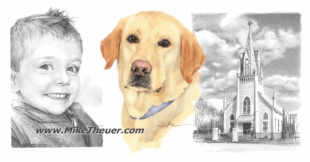 Mike Theuer Watercolor and Pencil Portraits