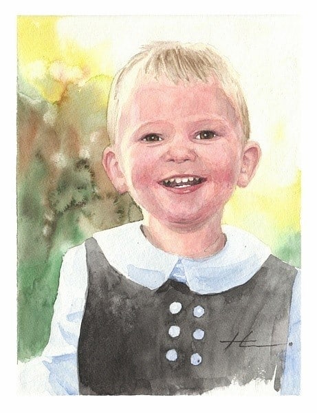 baby boy painting from a photo by portrait artist Mike Theuer