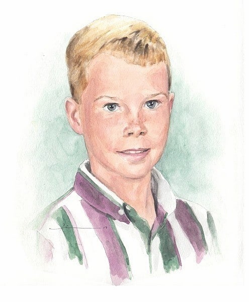 brother_four watercolor portrait from a photo by portrait artist Mike Theuer