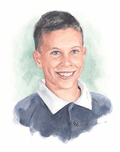 brother two watercolor portrait from a photo by portrait artist Mike Theuer