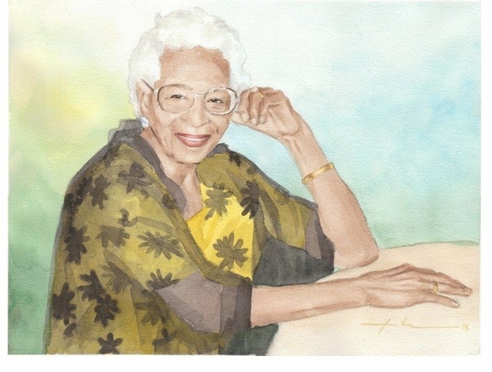 grandmother watercolor portrait from a photo by portrait artist Mike Theuer