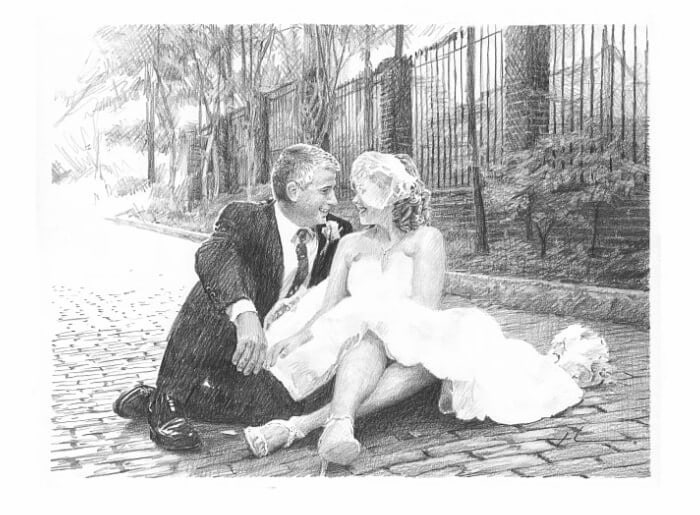 Pencil family portrait from a photo by portrait artist Mike Theuer. Photo reference included